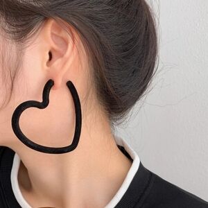 Black Heart-Shaped Hoop Earrings